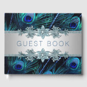 Royal Blue Peacock Wedding Gästebuch (Vorderseite)