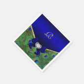 Royal Blue Peacock Wedding Paper Party Napkins Serviette (Ecke)