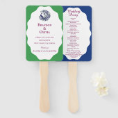 Royal Blue Peacock Wedding Program Set of Fans Fächer (Vorne und Hinten)