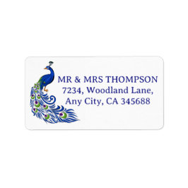 Royal Blue Peacock Wedding Return Address Label Adressaufkleber