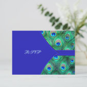 Royal Blue Peacock Wedding RSVP (Stehend Vorderseite)