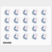 Royal Blue Peacock Wedding Stickers & Labels (Blatt)