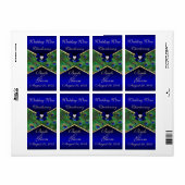 Royal Blue Peacock Wedding Wine Label (Vorne)