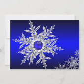 Royal Blue Pearl Snowflake Weihnachtsabend Party Einladung (Rückseite)