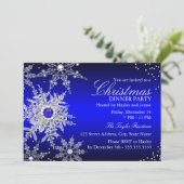 Royal Blue Pearl Snowflake Weihnachtsabend Party Einladung (Stehend Vorderseite)