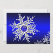 Royal Blue Pearl Snowflake Weihnachtsabend Party Einladung (Rückseite)