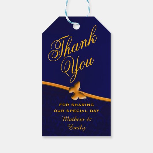 Royal Blue Personalisiert Danke Gastgeschenk Hochz Geschenkanhänger (Rückseite)