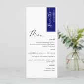 Royal Blue, Personalisiert mit Gast Name Elegant Menükarte (Stehend Vorderseite)