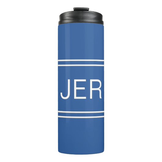 Royal Blue Personalisiert Monogram Initials Drink Thermosbecher (Vorderseite)