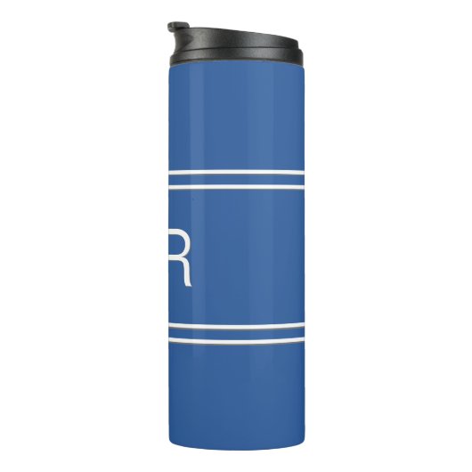 Royal Blue Personalisiert Monogram Initials Drink Thermosbecher (Nach rechts gedreht)