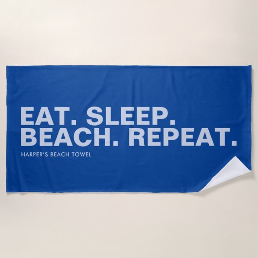 Royal Blue Personalisiert Slogan Strandtuch (Vorderseite)