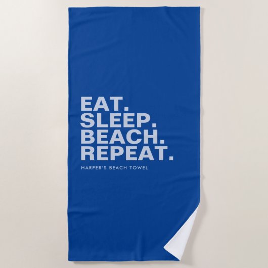 Royal Blue Personalisiert Slogan Strandtuch (Vorderseite)
