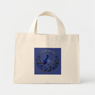 Royal Blue Pfau Crystal Glamour Mini Stoffbeutel