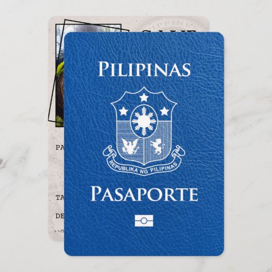Royal Blue Philippines Passport Save the Date (Vorne/Hinten)