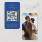 Royal Blue | Photo Online RSVP QR Code Wedding  Begleitkarte (Vorne/Hinten)