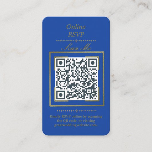 Royal Blue | Photo Online RSVP QR Code Wedding  Begleitkarte (Vorderseite)