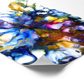 Royal Blue & Pink Abstrakt Fluid Art Poster (Ecke)