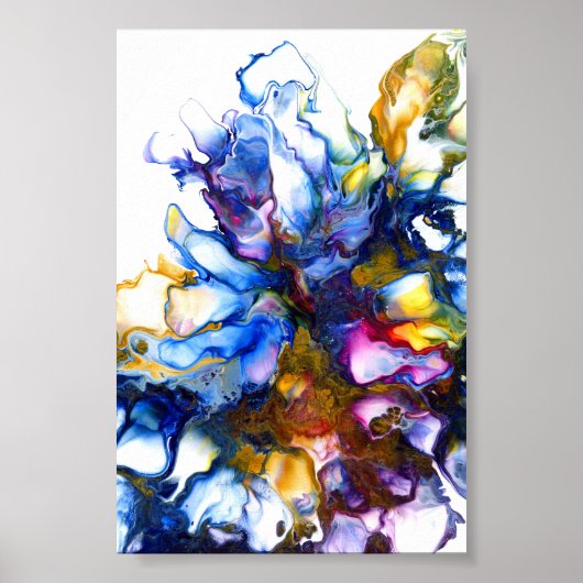 Royal Blue & Pink Abstrakt Fluid Art Poster (Vorne)