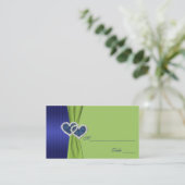 Royal Blue Plees und Chartreuse Damask Placecards Platzkarte (Stehend Vorderseite)