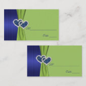 Royal Blue Plees und Chartreuse Damask Placecards Platzkarte (Vorne/Hinten)