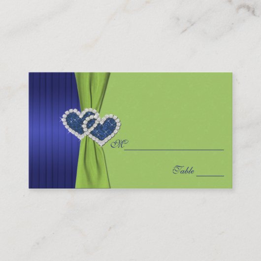 Royal Blue Plees und Chartreuse Damask Placecards Platzkarte (Vorderseite)