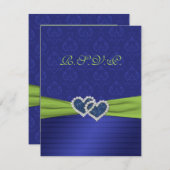 Royal Blue Plees und Chartreuse RSVP Card (Vorne/Hinten)