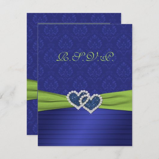 Royal Blue Plees und Chartreuse RSVP Card (Vorne/Hinten)