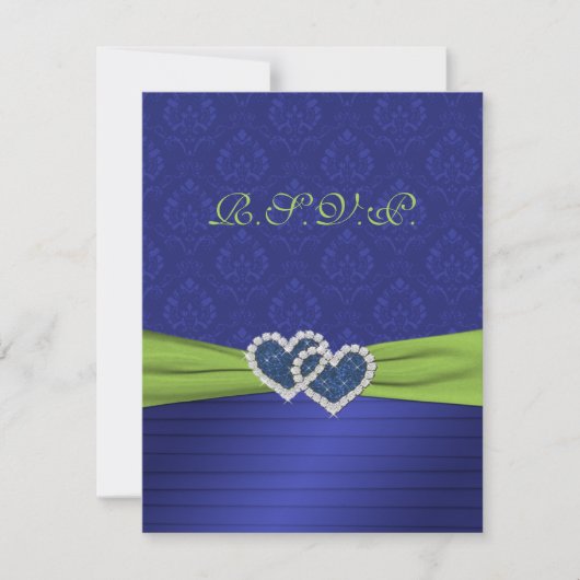 Royal Blue Plees und Chartreuse RSVP Card Karte (Vorderseite)