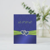Royal Blue Plees und Chartreuse RSVP Card Karte (Stehend Vorderseite)