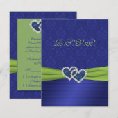 Royal Blue Plees und Chartreuse RSVP Card Karte (Vorne/Hinten)