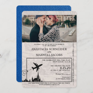 Royal Blue Poland Passport Hochzeitseinladung Einladung