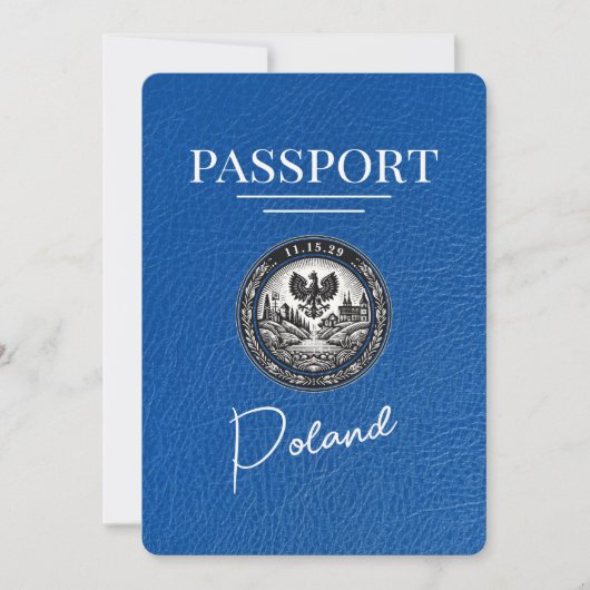 Royal Blue Poland Passport Save the Date (Vorderseite)