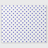 Royal Blue Polka Dot auf White Large Space Geschenkpapier (Flach)