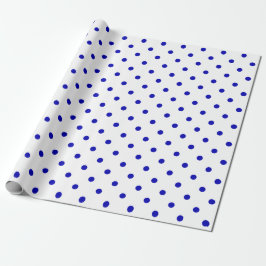 Royal Blue Polka Dot auf White Large Space Geschenkpapier