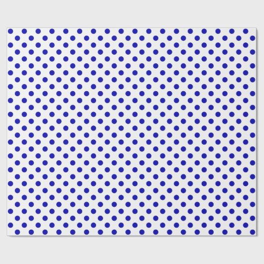Royal Blue Polka Dot auf White Medium Space Geschenkpapier (Flach)
