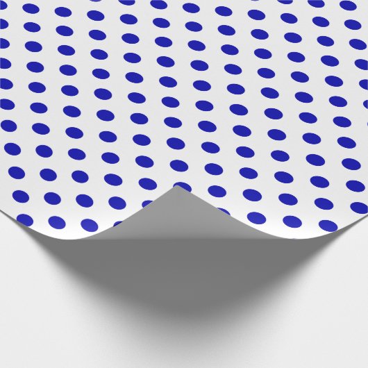 Royal Blue Polka Dot auf White Medium Space Geschenkpapier (Ecke)