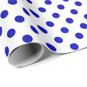 Royal Blue Polka Dot auf White Medium Space Geschenkpapier (Rolleneckpunkt)