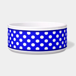 Royal Blue Polka Dot Pattern Keramik Dog Bowl Napf