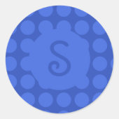 Royal Blue Polka Dot Pattern Runder Aufkleber (Vorderseite)