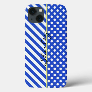 Royal Blue Polka Dots and Stripes by ShirleyTaylor Case-Mate iPhone Hülle
