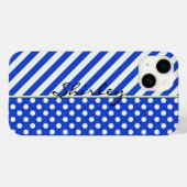 Royal Blue Polka Dots and Stripes by ShirleyTaylor Case-Mate iPhone Hülle (Rückseite (Horizontal))
