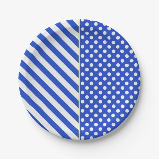 Royal Blue Polka Dots and Stripes by ShirleyTaylor Pappteller (Vorderseite)