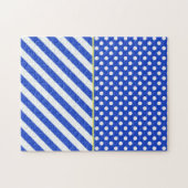 Royal Blue Polka Dots and Stripes by ShirleyTaylor Puzzle (Horizontal)