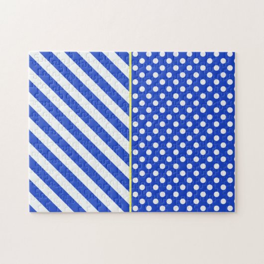 Royal Blue Polka Dots and Stripes by ShirleyTaylor Puzzle (Horizontal)