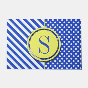 Royal Blue Polka Dots And Stripes by STaylor Fußmatte