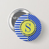 Royal Blue Polka Dots and Stripes Monogram STaylor Button (Vorne & Hinten)