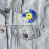 Royal Blue Polka Dots and Stripes Monogram STaylor Button (Beispiel)