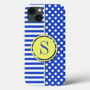 Royal Blue Polka Dots and Stripes Monogram STaylor Case-Mate iPhone Hülle