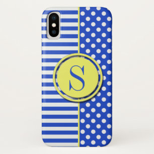 Royal Blue Polka Dots and Stripes-Monogram STaylor Case-Mate iPhone Hülle
