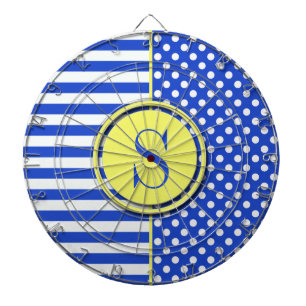 Royal Blue Polka Dots and Stripes Monogram STaylor Dartscheibe